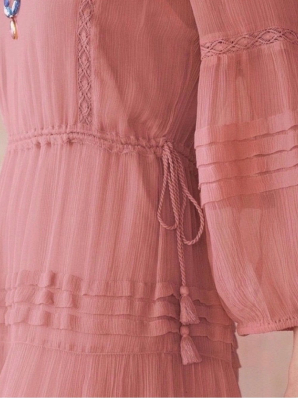Sundance Dusty Rose Tiered Chiffon Midi Dress - Picture 4 of 7